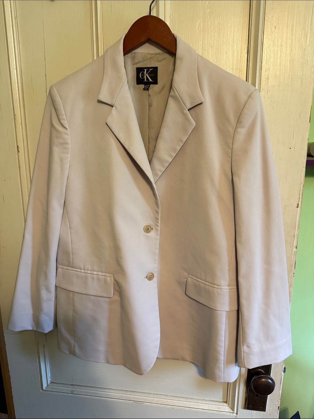 Calvin Klein Women's Light Cream Two-Button Blazer